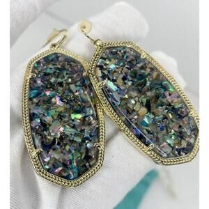 Kendra Scott Danielle Earrings Limited Edition Purple Crushed Abalone Gold Tone
